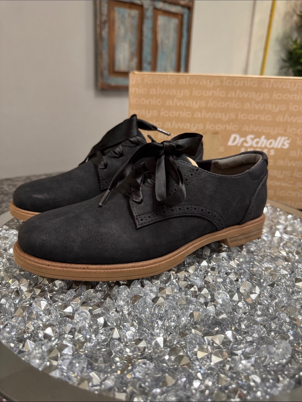 Dr. Scholl's Black Satin Ribbon Oxford Flats - Picture 5 of 11